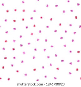 Light Pink vector seamless cover with beautiful snowflakes. Glitter abstract illustration with crystals of ice. Design for textile, fabric, wallpapers.