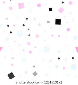 Light Pink vector seamless cover in polygonal style with circles. Abstract gradient illustration with circles, triangles, cubes. Trendy design for wallpaper, fabric makers.