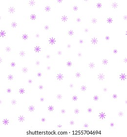 Light Pink vector seamless cover with beautiful snowflakes. Shining colorful illustration with snow in christmas style. Pattern for trendy fabric, wallpapers.