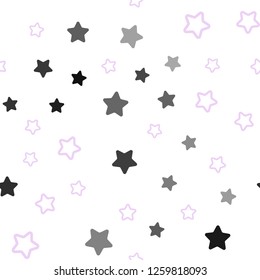 Light Pink vector seamless cover with small and big stars. Shining colored illustration with stars. Design for textile, fabric, wallpapers.