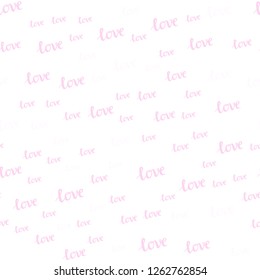 Light Pink vector seamless cover with quote LOVE YOU. Illustration with phrase LOVE YOU for valentine's day. Texture for window blinds, curtains.