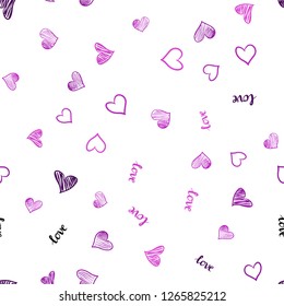 Light Pink vector seamless cover with quote LOVE YOU, hearts. Romantic illustration with colorful phrase LOVE YOU, hearts. Design for wallpaper, fabric makers.