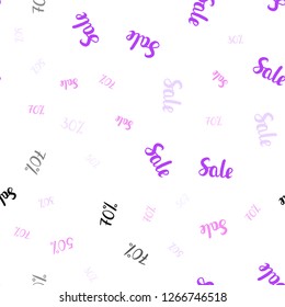 Light Pink vector seamless cover with symbols of 30, 50, 70 % sales. Abstract illustration with colorful gradient symbols of sales. Template for season sales, shopping ads.