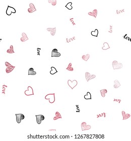 Light Pink vector seamless cover with quote LOVE YOU, hearts. Romantic illustration with colorful phrase LOVE YOU, hearts. Pattern for design of fabric, wallpapers.
