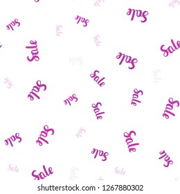Light Pink vector seamless cover with symbols of sales. Gradient illustration with discount signs on white backdrop. Backdrop for mega promotions, discounts.
