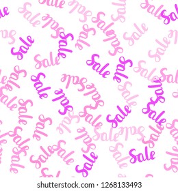 Light Pink vector seamless cover with symbols of 70, 90 % sales. Abstract illustration with colorful gradient symbols of sales. Template for season sales, shopping ads.