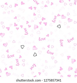 Light Pink vector seamless cover with quote LOVE YOU, hearts. Colorful illustration with quote LOVE YOU, hearts. Texture for window blinds, curtains.
