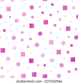 Light Pink vector seamless cover with circles, cubes. Abstract backdrop with colorful circles, rectangles. Template for business cards, websites.
