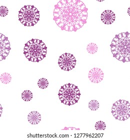 Light Pink vector seamless cover with beautiful snowflakes. Modern geometrical abstract illustration with crystals of ice. Trendy design for wallpaper, fabric makers.