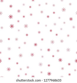 Light Pink vector seamless cover with beautiful snowflakes. Modern geometrical abstract illustration with snowflakes. Pattern for design of fabric, wallpapers.