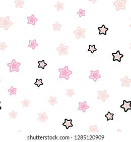 Light Pink vector seamless cover with small and big stars. Blurred decorative design in simple style with stars. Design for wallpaper, fabric makers.