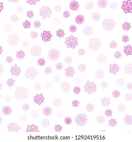 Light Pink vector seamless cover with beautiful snowflakes. Snow on blurred abstract background with gradient. Pattern for design of window blinds, curtains.