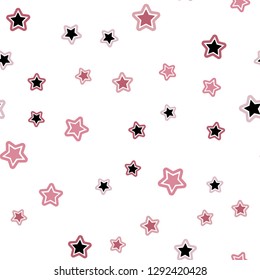 Light Pink vector seamless cover with small and big stars. Shining colored illustration with stars. Design for wallpaper, fabric makers.
