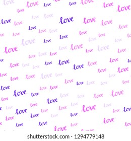 Light Pink vector seamless cover with quote LOVE YOU. Phrase LOVE YOU with colorful gradient in abstract style. Design for wallpaper, fabric makers.