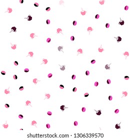 Light Pink vector seamless cover with set of coffee beans. Glitter abstract backdrop with gradient mugs, coffee grains. Doodle design for your business advert of cafes.