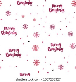 Light Pink vector seamless cover with beautiful snowflakes. Shining colorful illustration with snow on abstract template. Trendy design for wallpaper, fabric makers.