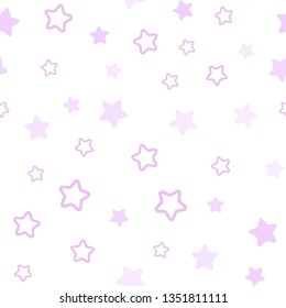 Light Pink vector seamless cover with small and big stars. Glitter abstract illustration with colored stars. Pattern for design of fabric, wallpapers.