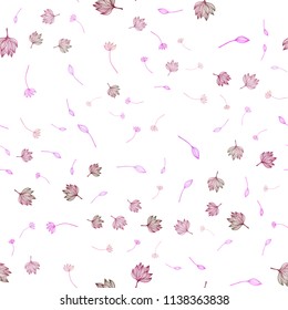 Light Pink vector seamless doodle template. Doodle illustration of leaves in Origami style with gradient. Hand painted design for wrapping, wallpaper.