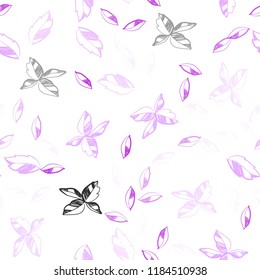 Light Pink vector seamless doodle background with leaves. Decorative illustration with doodles on abstract template. Pattern for design of fabric, wallpapers.