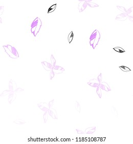 Light Pink vector seamless doodle pattern with leaves. Shining colored illustration with leaves in doodle style. Pattern for trendy fabric, wallpapers.