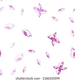 Light Pink vector seamless doodle background with leaves. Colorful abstract illustration with leaves in doodle style. Template for business cards, websites.