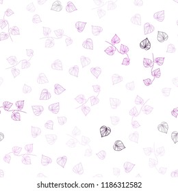 Light Pink vector seamless doodle pattern with leaves. leaves on blurred abstract background with gradient. Pattern for trendy fabric, wallpapers.