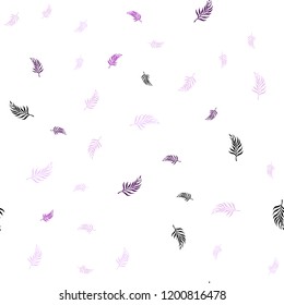 Light Pink vector seamless doodle background with leaves. leaves on elegant natural pattern with gradient. Template for business cards, websites.