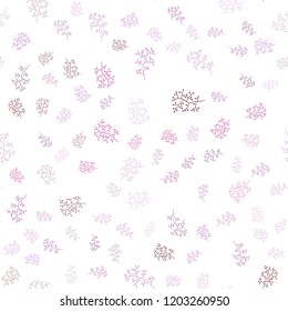Light Pink vector seamless doodle pattern with leaves, branches. Creative illustration in blurred style with leaves, branches. Pattern for trendy fabric, wallpapers.