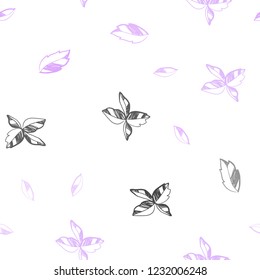 Light Pink vector seamless doodle template with leaves. leaves on elegant natural pattern with gradient. Template for business cards, websites.