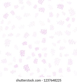 Light Pink vector seamless doodle layout with leaves, branches. Creative illustration in blurred style with leaves, branches. Pattern for design of fabric, wallpapers.