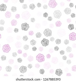 Light Pink vector seamless doodle layout with flowers. Doodle illustration of flowers in Origami style. Texture for window blinds, curtains.
