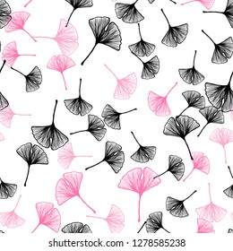 Light Pink vector seamless doodle template with leaves. leaves on blurred abstract background with gradient. Pattern for trendy fabric, wallpapers.