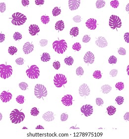 Light Pink vector seamless doodle pattern with leaves. An elegant bright illustration with leaves in Natural style. Texture for window blinds, curtains.