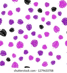 Light Pink vector seamless doodle backdrop with leaves. Colorful illustration in doodle style with leaves. Texture for window blinds, curtains.