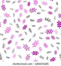 Light Pink vector seamless doodle background with leaves, branches. An elegant bright illustration with leaves and branches. Design for wallpaper, fabric makers.