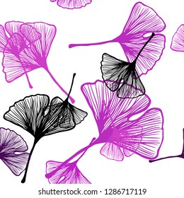 Light Pink vector seamless doodle template with leaves. Shining colored illustration with leaves in doodle style. Template for business cards, websites.