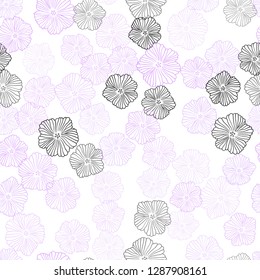 Light Pink vector seamless doodle template with flowers. Shining colored illustration with flowers. Design for textile, fabric, wallpapers.