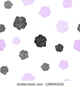 Light Pink vector seamless doodle pattern with flowers. Colorful illustration in doodle style with flowers. Pattern for design of fabric, wallpapers.
