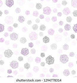 Light Pink vector seamless doodle pattern with flowers. Creative illustration in blurred style with flowers. Design for textile, fabric, wallpapers.