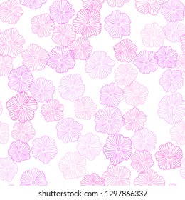 Light Pink vector seamless doodle template with flowers. Creative illustration in blurred style with flowers. Texture for window blinds, curtains.