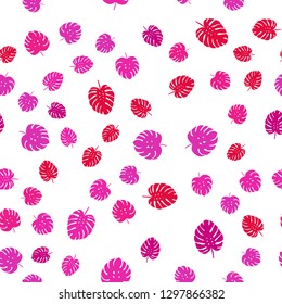 Light Pink vector seamless doodle layout with leaves. Creative illustration in blurred style with leaves. Pattern for design of fabric, wallpapers.
