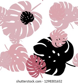 Light Pink vector seamless doodle layout with leaves. A vague abstract illustration with leaves in doodles style. Pattern for trendy fabric, wallpapers.