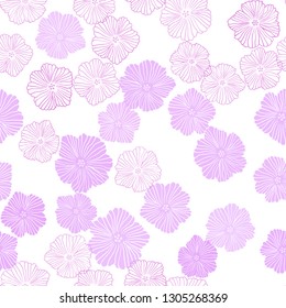 Light Pink vector seamless doodle pattern with flowers. Modern abstract illustration with flowers. Design for textile, fabric, wallpapers.