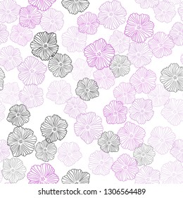 Light Pink vector seamless doodle layout with flowers. Doodle illustration of flowers in Origami style. Template for business cards, websites.