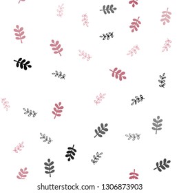 Light Pink vector seamless doodle template with leaves. leaves on elegant natural pattern with gradient. Pattern for design of fabric, wallpapers.