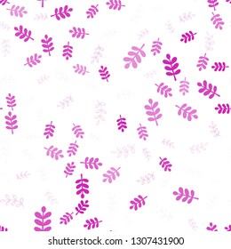 Light Pink vector seamless doodle texture with leaves, branches. Colorful illustration in doodle style with leaves, branches. Template for business cards, websites.