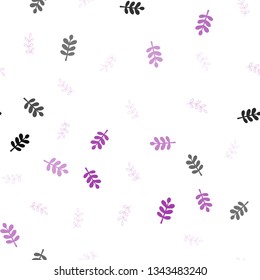 Light Pink vector seamless doodle background with leaves. A vague abstract illustration with leaves in doodles style. Pattern for design of fabric, wallpapers.