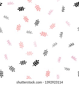 Light Pink vector seamless doodle backdrop with leaves. Doodle illustration of leaves in Origami style with gradient. Design for wallpaper, fabric makers.