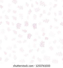 Light Pink vector seamless elegant wallpaper with leaves, branches. Brand new colored illustration with leaves and branches. Template for business cards, websites.