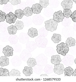 Light Pink vector seamless elegant template with flowers. Colorful illustration with flowers in doodle style. Template for business cards, websites.